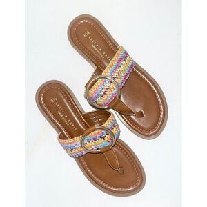 Kelly & Katie Womens 6.5 Multi Color Woven Thong Sandals Made in Italy Brown